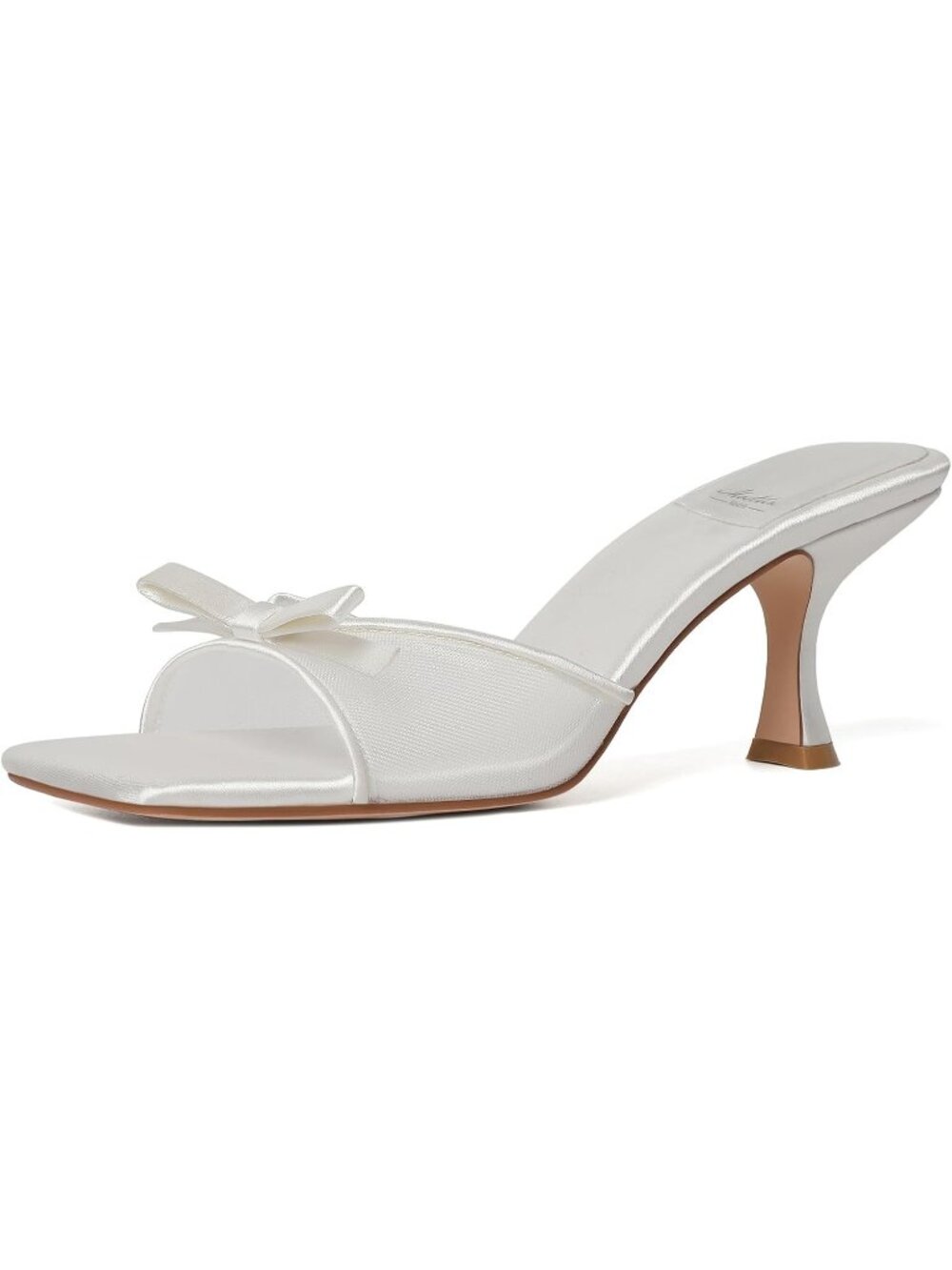 Women's White Round Toe Kitten Heels Stiletto Strapless Backless Party Sandals
